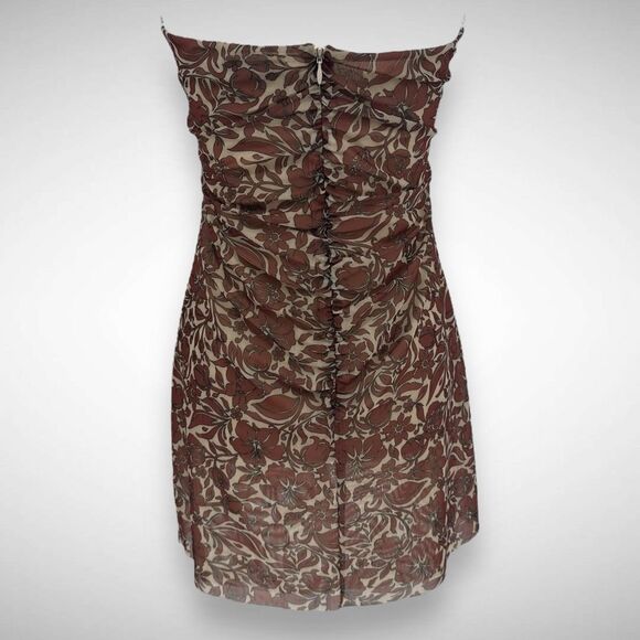 Bec + Bridge Priya Hibiscus Floral Ruched Strapless Mini Dress Size US 10 AUS 14 - Picture 4 of 9